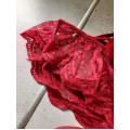 Комплект кружевного нижнего белья с лямками красный