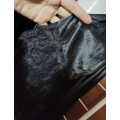 Шелковый женский халат с кружевами, черный