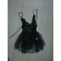 Сексуальная кружевная прозрачная пижама- платье, черное