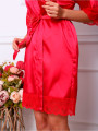 Шелковый женский халат с кружевами, красный  купить в Казани