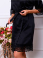 Шелковый женский халат с кружевами, черный купить в Москве